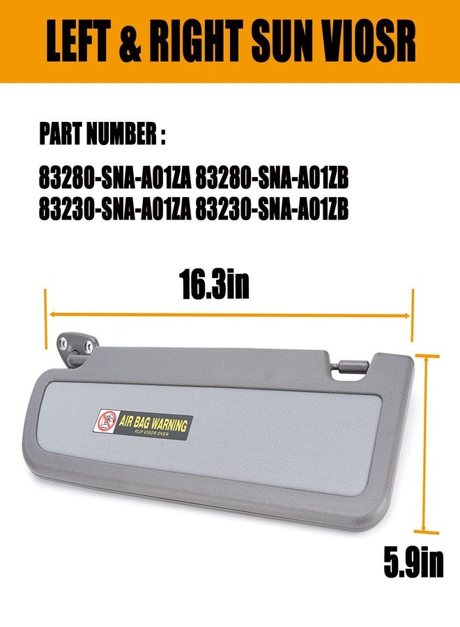Xiaoyudou Left Driver & Right Passenger Side Sun Visor Compatible with Honda Civic 2006 2007 2008 2009 2010 2011 Replaces # 83280-SNA-A01ZA, 83230-SNA-A01ZA (Atlas Gray) - Image 4